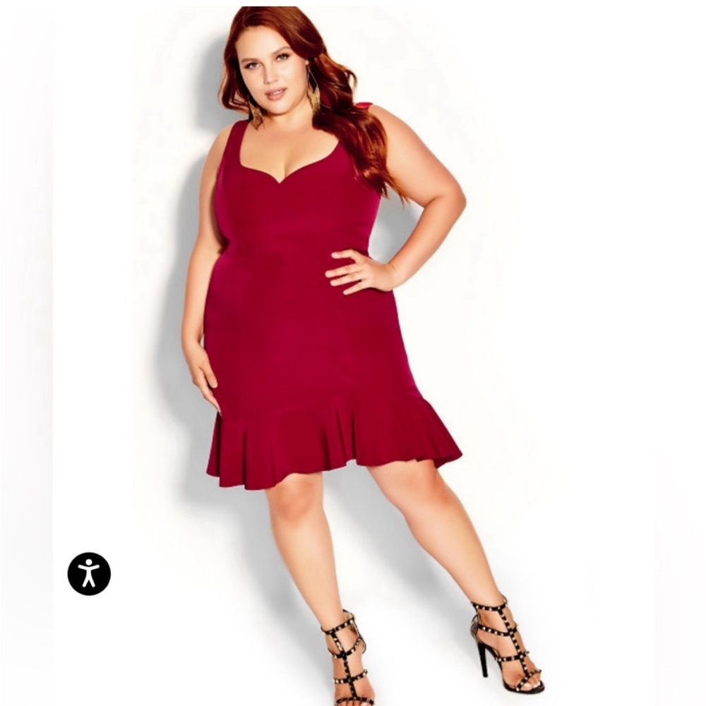 🟣 FINAL SALE 🟣 City Chic Cherish Mini Red Dress Size L (20)